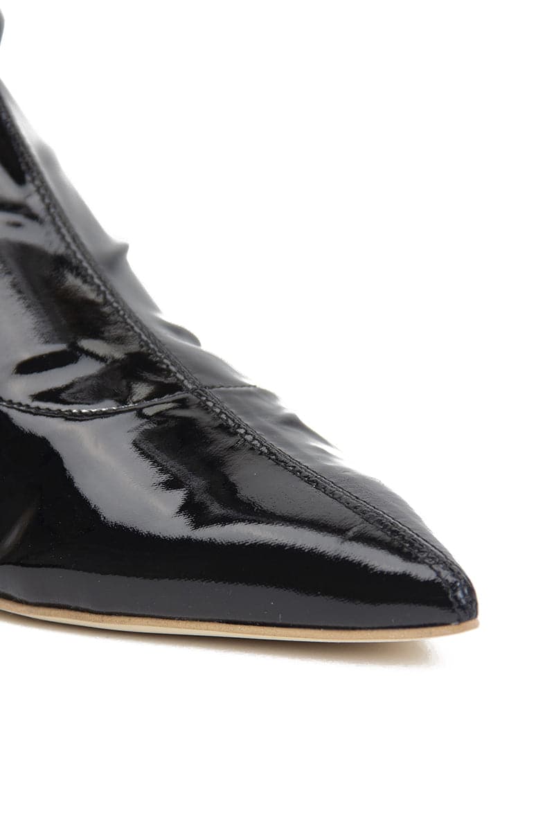 NICOLETTA BLACK PATENT-EFFECT BOOTS