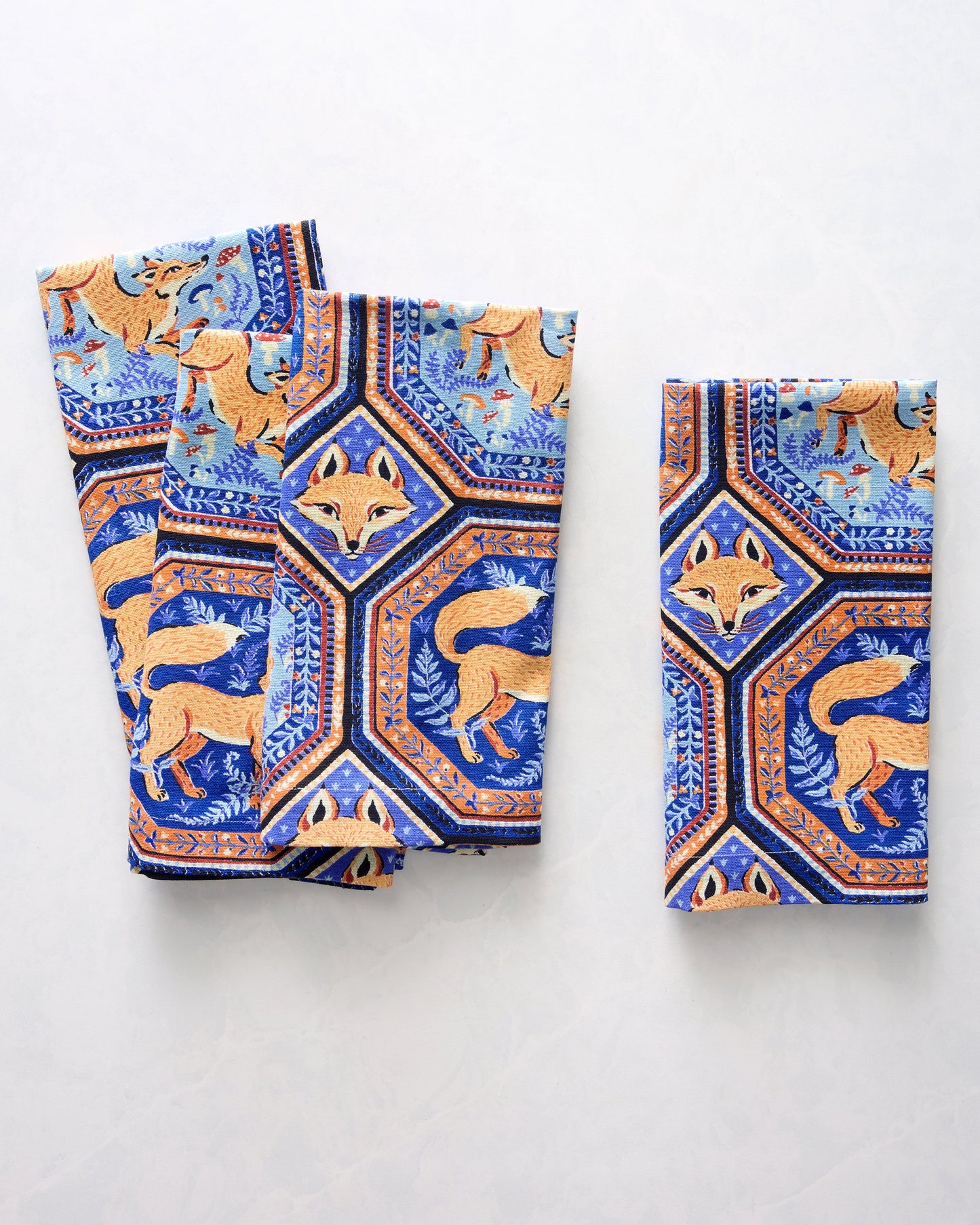 Fancy Fox - Dinner Napkins Set Of 4 - French Blue