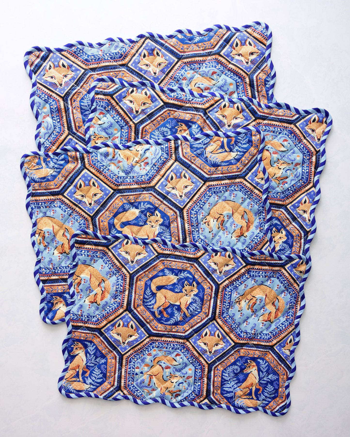 Fancy Fox - Placemats Set Of 4 - French Blue