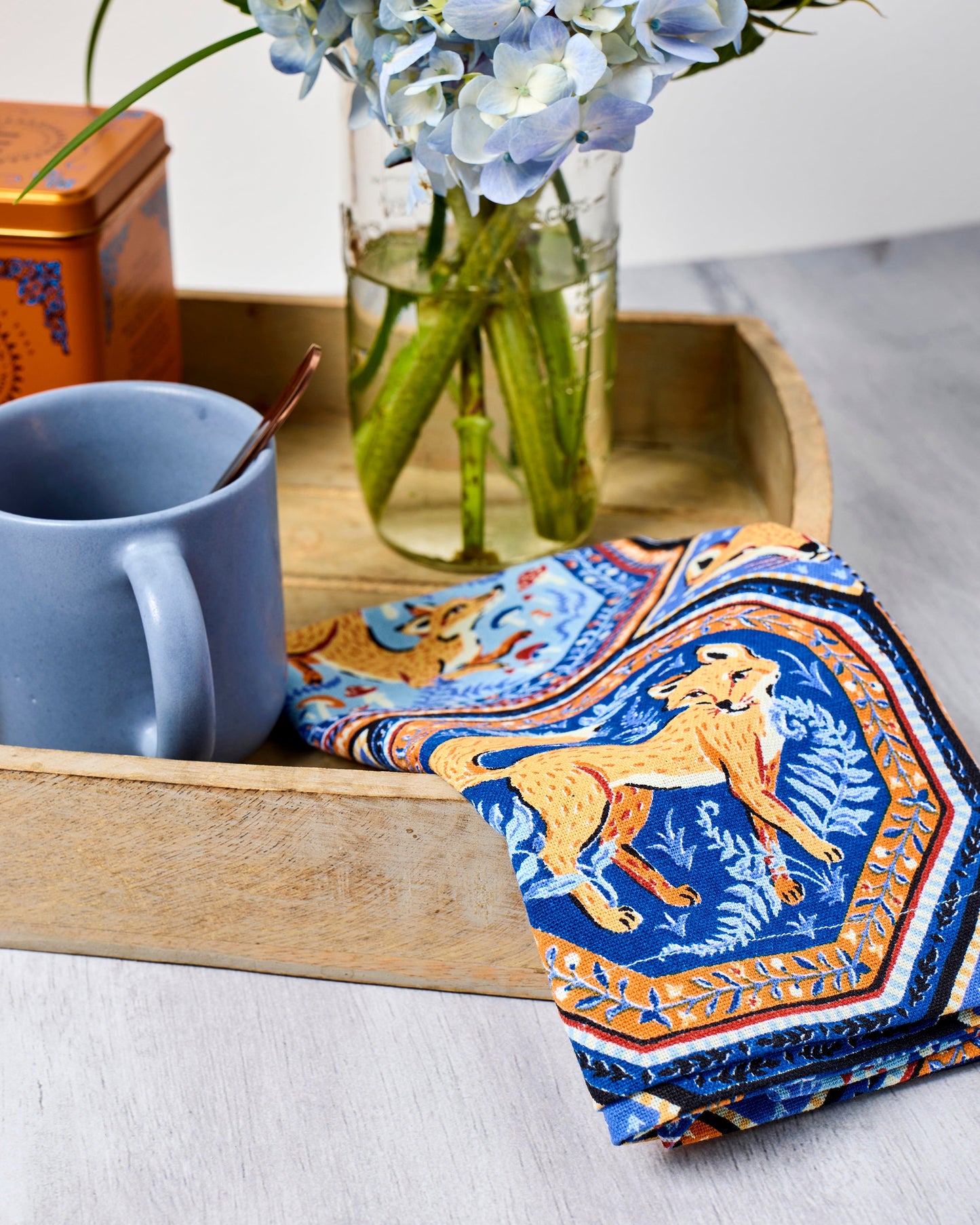 Fancy Fox - Dinner Napkins Set Of 4 - French Blue