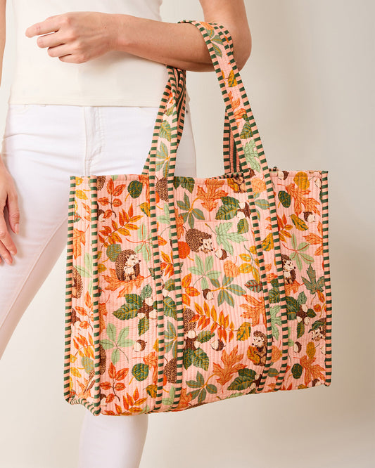 Hedgehog Forest - The Traveler Tote - Peach Leaf
