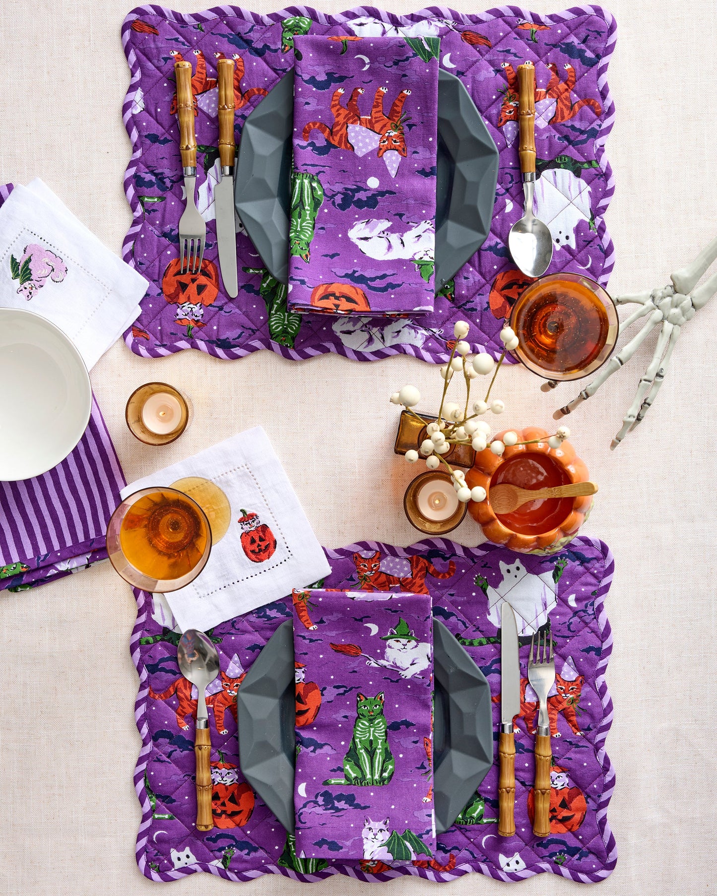 Halloween House Cats - Cocktail Napkins Set of 4 - Purple Tonic