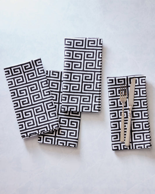 Greek Key - Dinner Napkins Set Of 4 - Ink