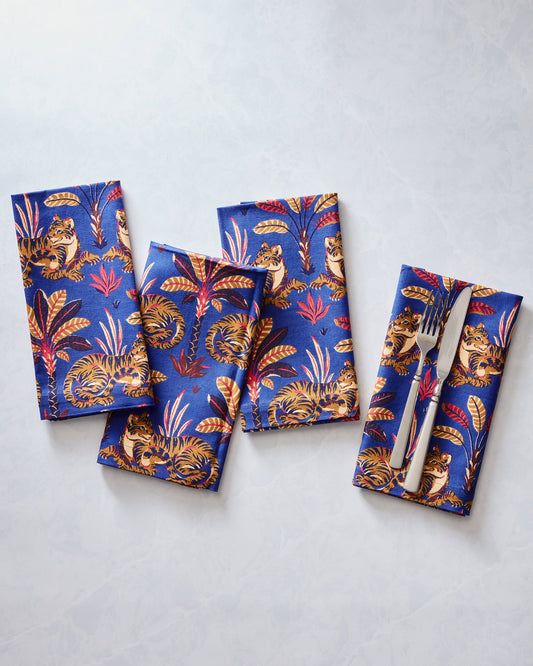 Untamed Tiger - Dinner Napkins Set Of 4 - Grape Soda