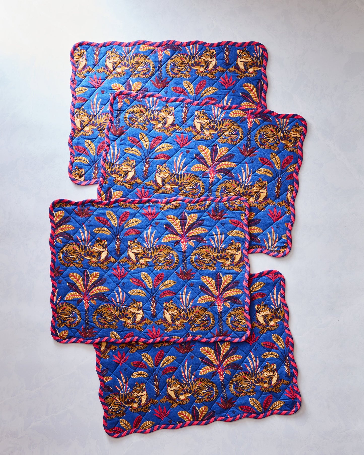 Untamed Tiger - Quilted Scalloped Placemat Set - Grape Soda
