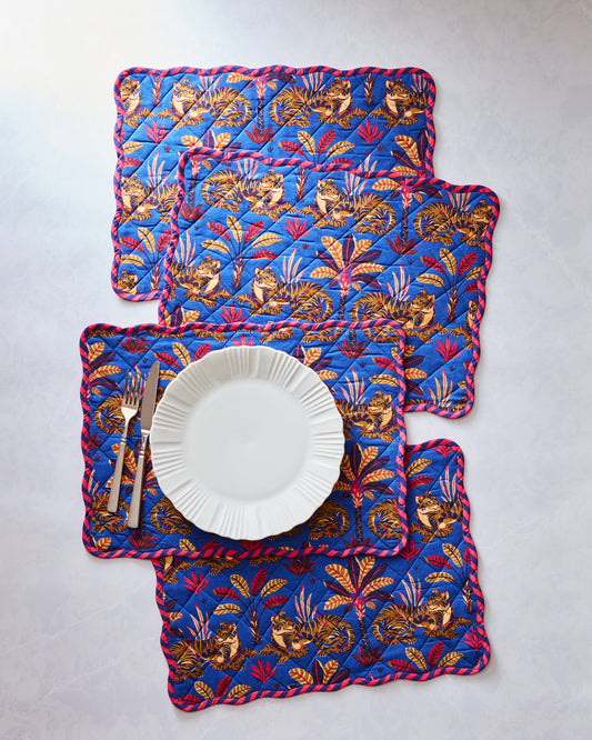Untamed Tiger - Quilted Scalloped Placemat Set - Grape Soda