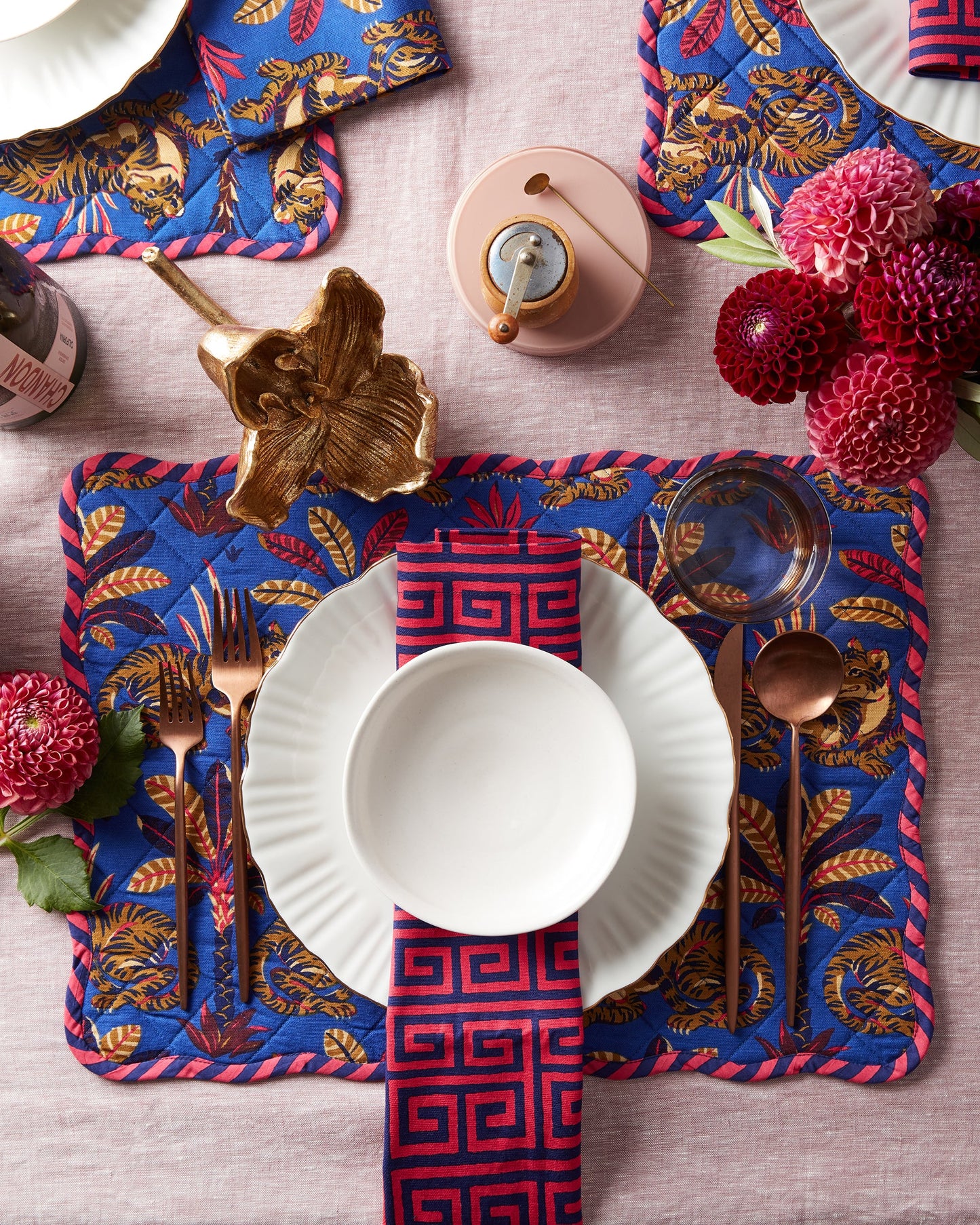 Greek Key - Dinner Napkins Set Of 4 - Grape Soda