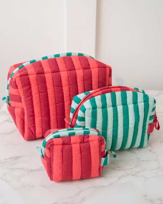 Holiday Stripes - Three's Best Pouch Set - Spearmint & Peppermint
