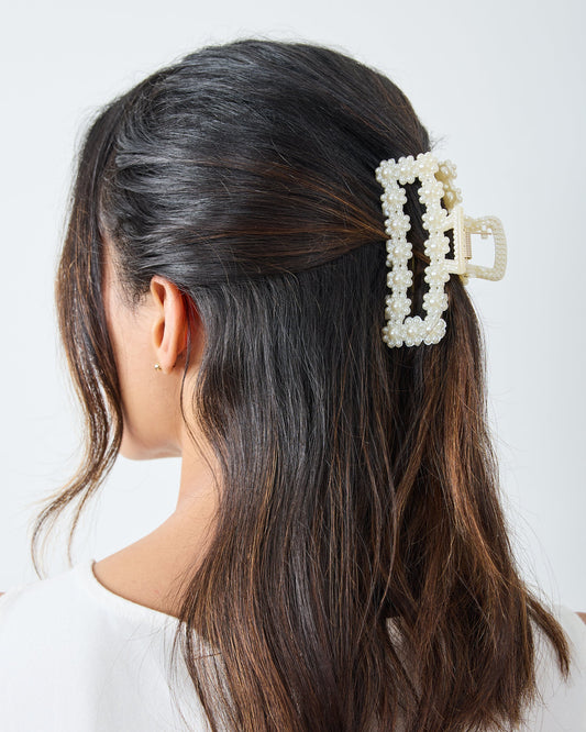 Flower -  Pearl Hair Claw Clips - Josslyn by Wall to Wall