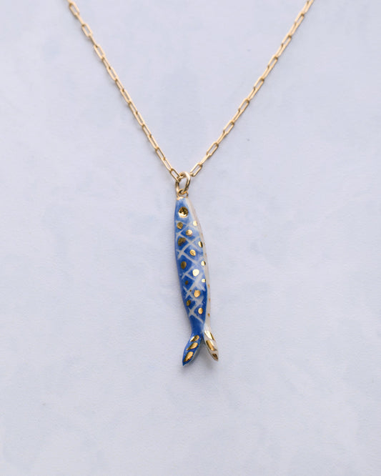 Blue - Fish "Catch" Necklace - Carola Spritzer