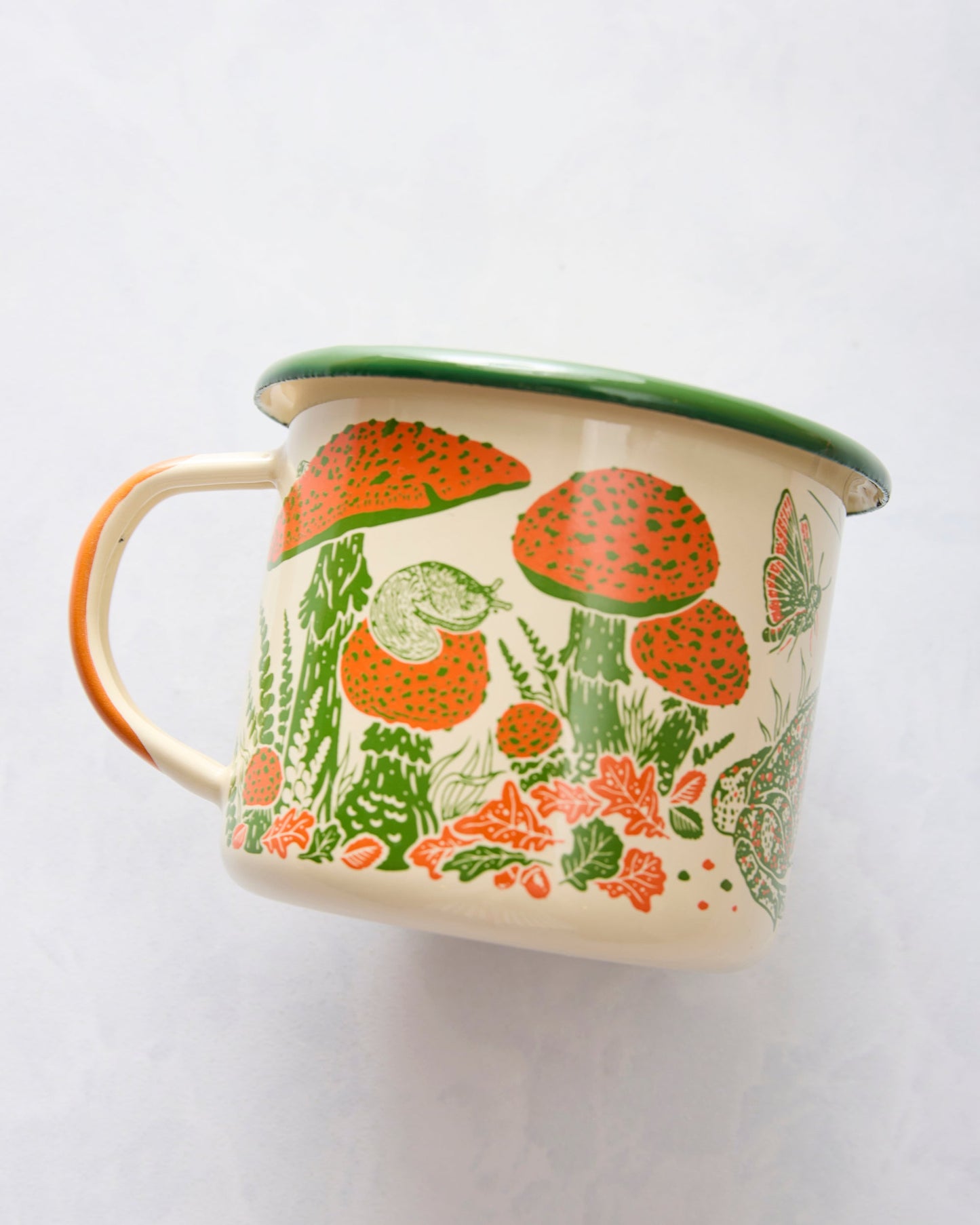 Cream - Toad & Mushrooms Enamel Camp Mug - Mustard Beetle