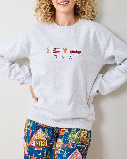 USA Embroidered Icons - Crewneck Sweatshirt