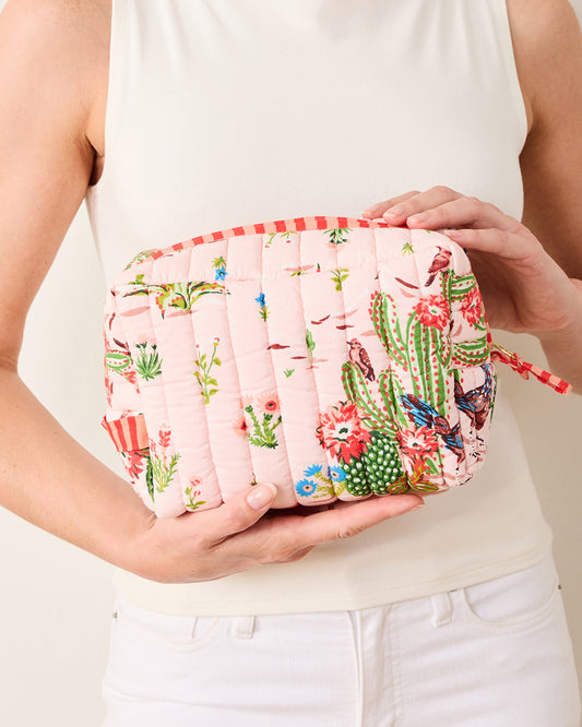 Desert Dream  - Quilted Pouch - Pink Cactus