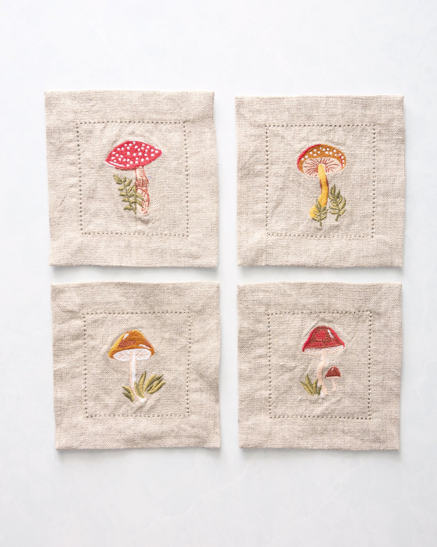 Mushroom Medley - Cocktail Napkins Set of 4 - Truffle
