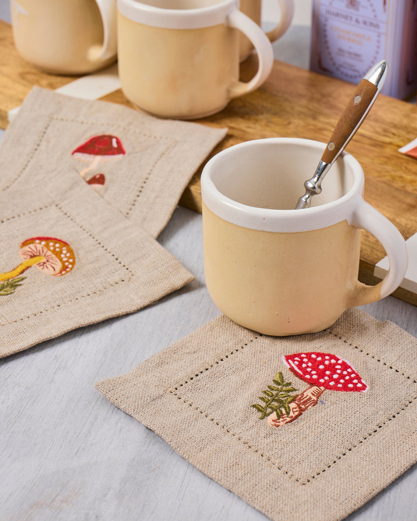 Mushroom Medley - Cocktail Napkins Set of 4 - Truffle