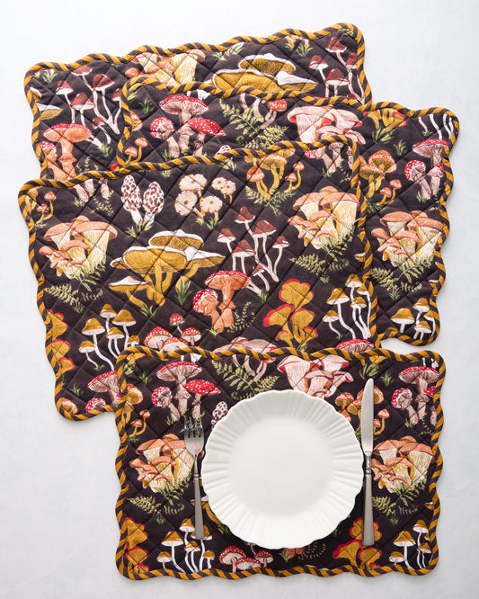 Mushroom Medley - Placemats Set of 4 - Truffle