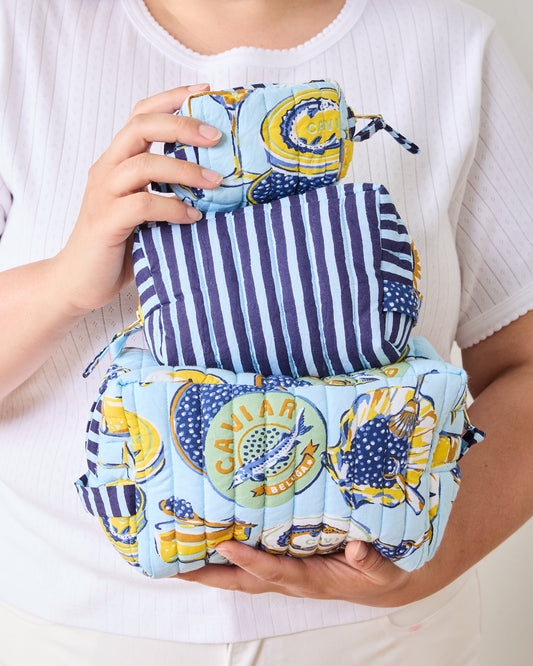 Champagne & Caviar - Three's Best Pouch Set - Pale Blue