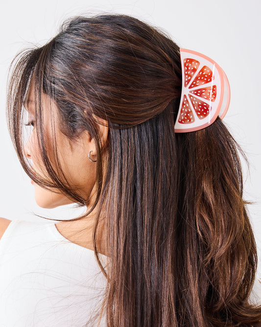 Pink Grapefruit - Hand-Painted Claw Hair Clip - Jenny Lemons