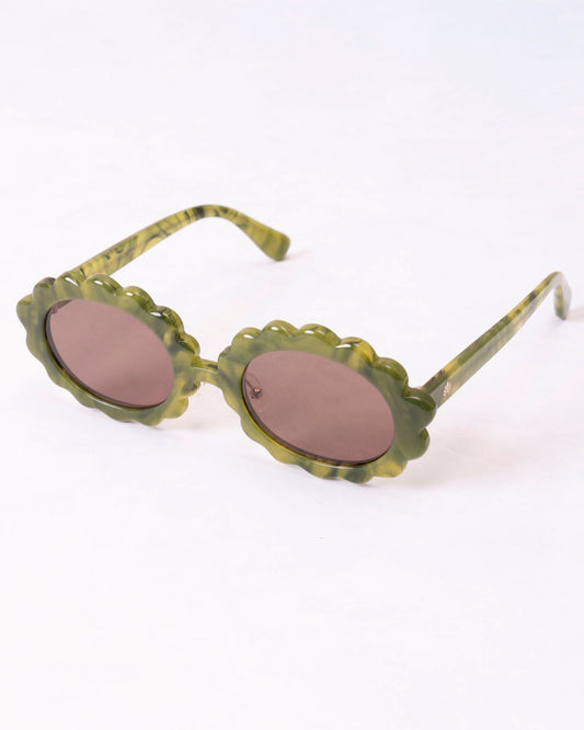 Green - Fern Green Daisy Oval Sunglasses - Lele Sadoughi