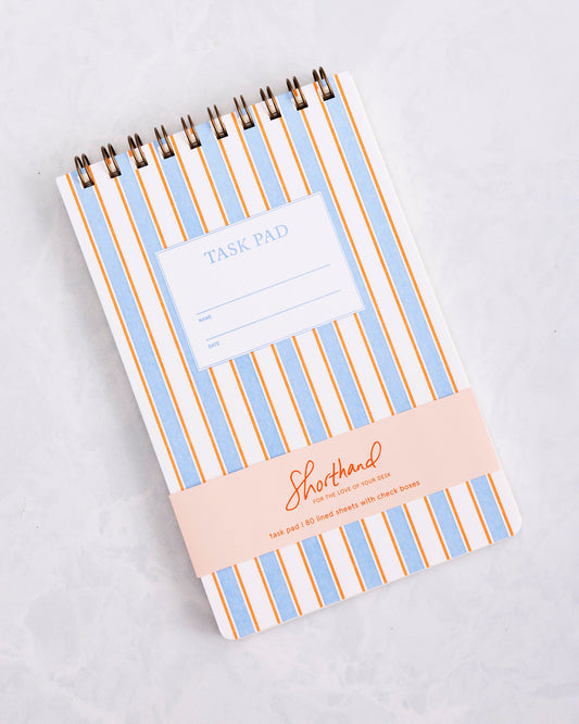 Blue French Stripes - Task Pad Notebook - Shorthand Press