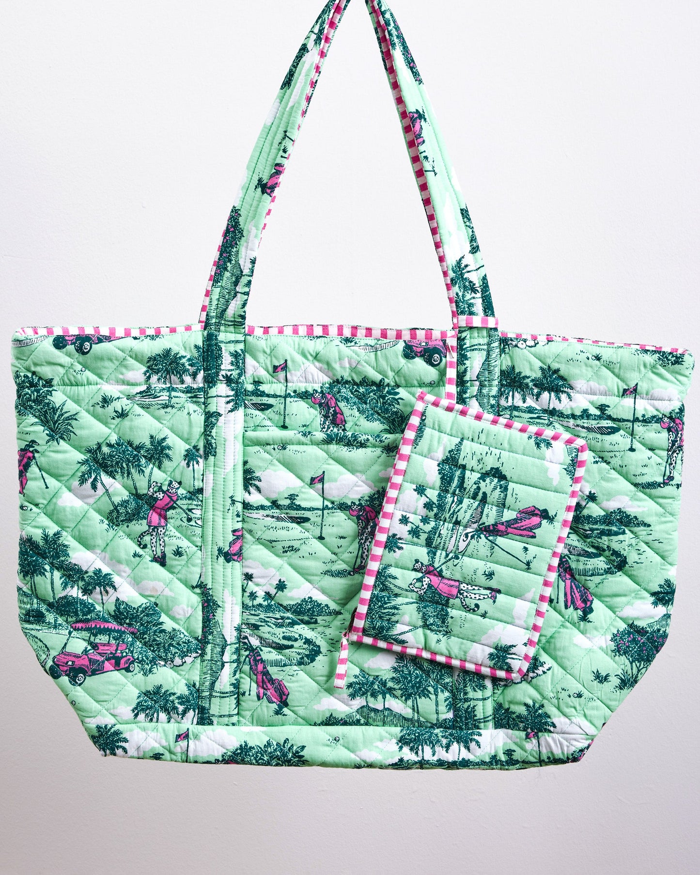 Golf Toile - Weekend Bag With Pouch - Putting Green