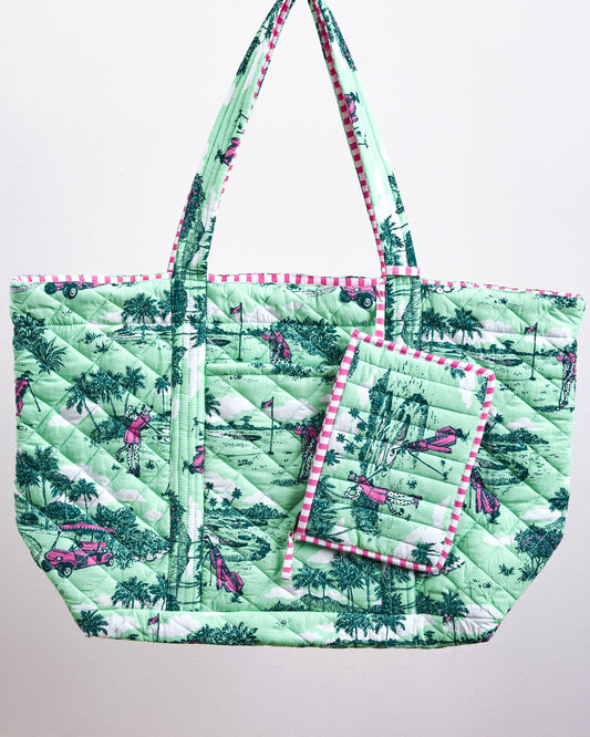 Golf Toile - Weekend Bag With Pouch - Putting Green