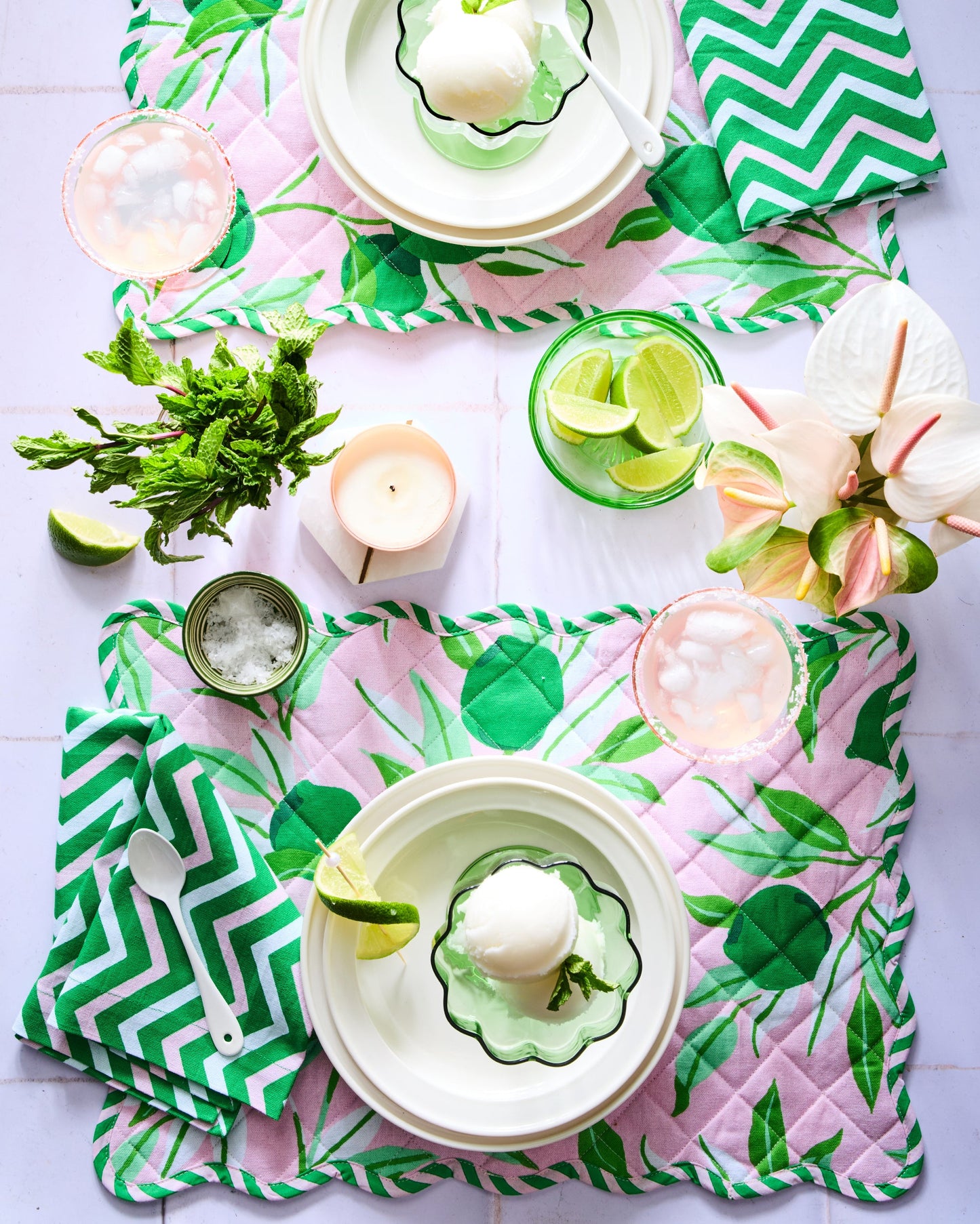 Lime Zest - Placemats Set Of 4 - Pink Salt