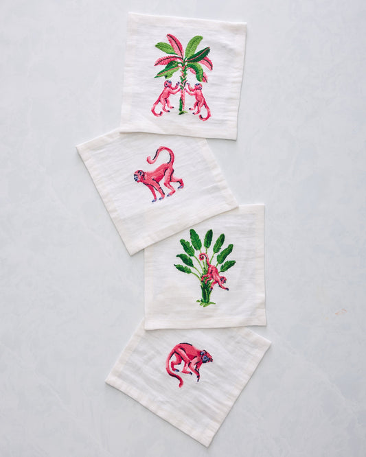 Royal Palms - Cocktail Napkins Set Of 4 - Pink Basil