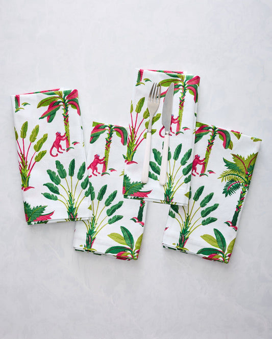 Royal Palms - Dinner Napkins Set Of 4 - Pink Basil