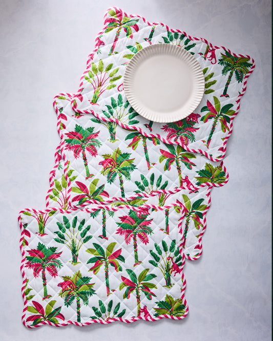 Royal Palms - Placemats Set Of 4 - Pink Basil