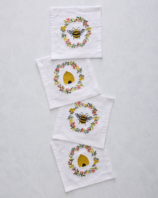 Sweet Bee - Cocktail Napkins Set Of 4 - Cloud