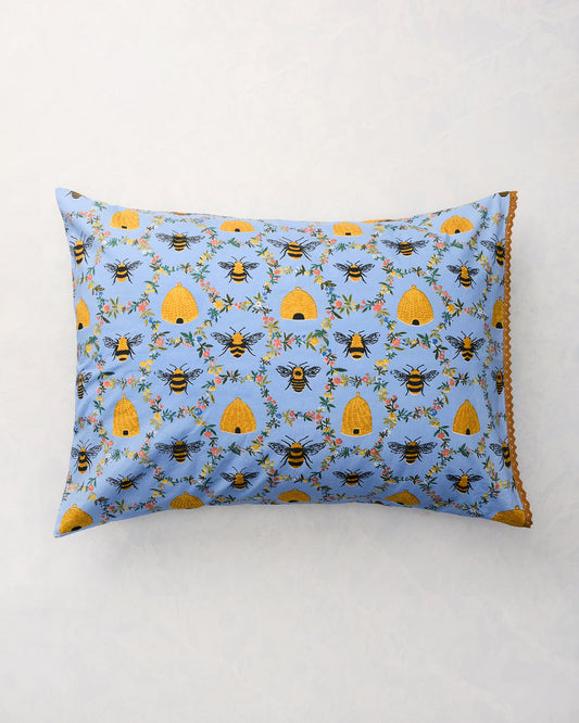 Sweet Bee - Pillowcase Set Of 2 - Soft Blue