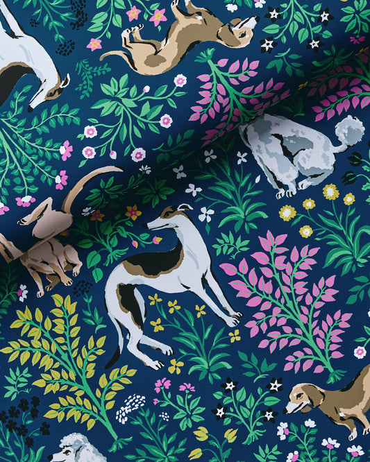 Must Love Dogs - Peel & Stick Wallpaper - Indigo