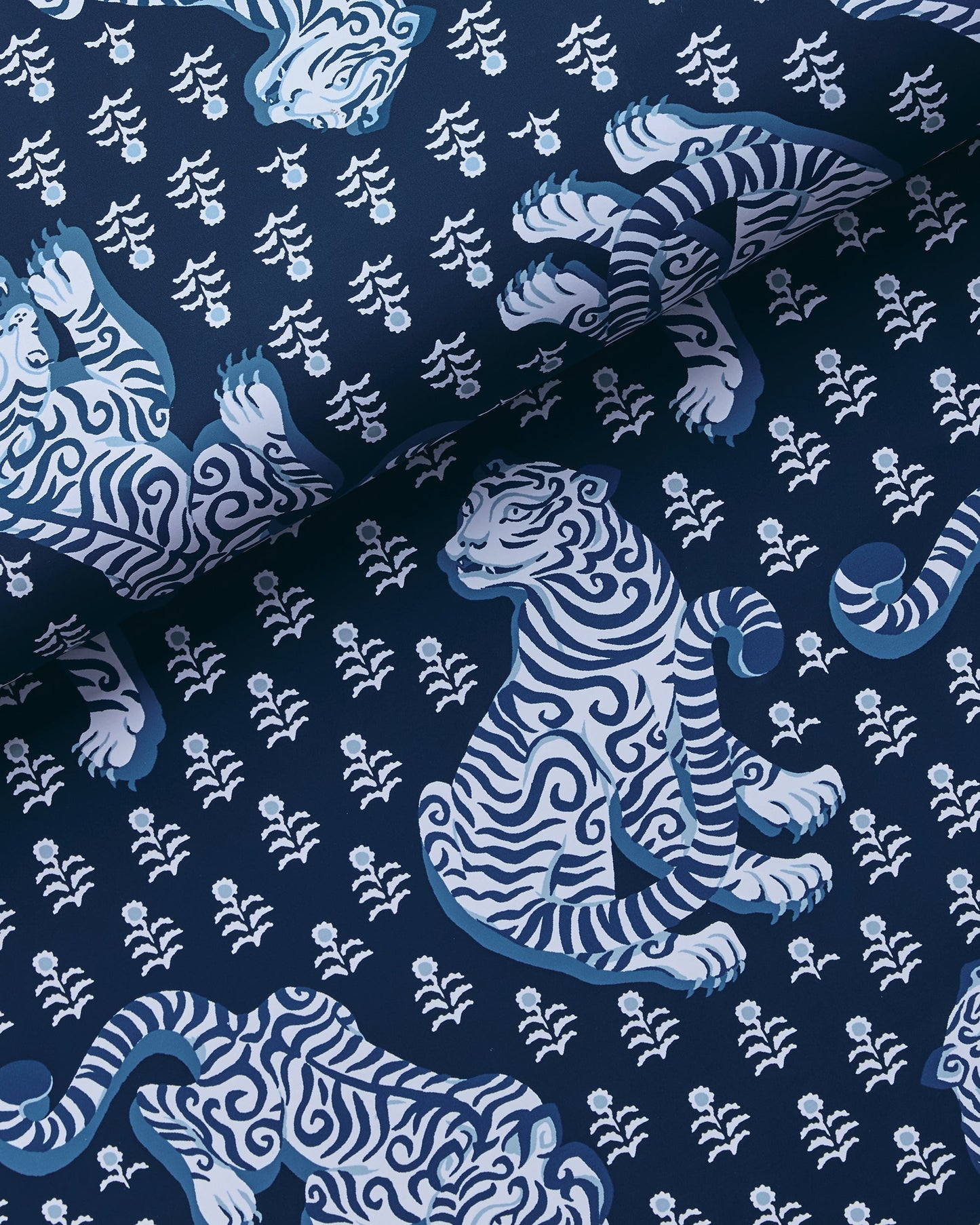 Tiger Queen - Peel & Stick Wallpaper - Navy