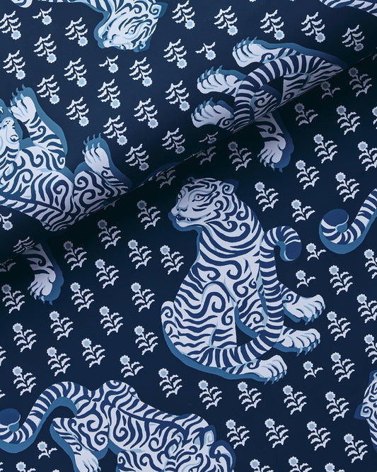 Tiger Queen - Peel & Stick Wallpaper - Navy