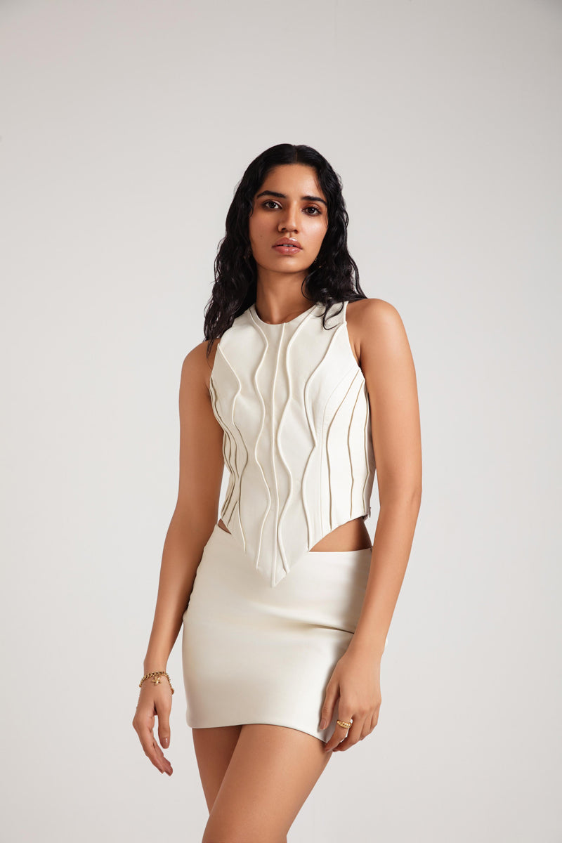 MARLA OFF WHITE TOP AND SKIRT SET