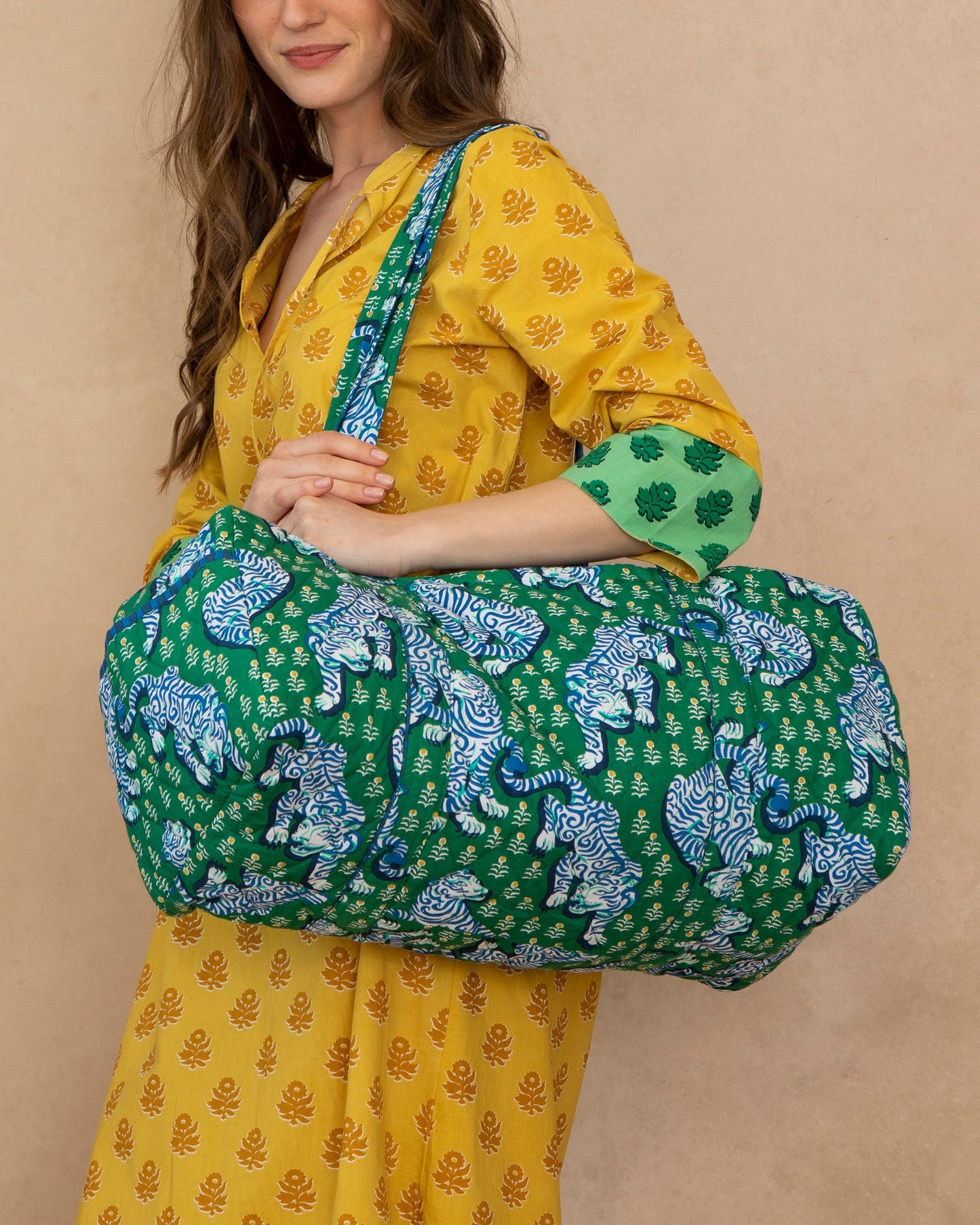 Tiger Queen - Quilted Duffle Bag - Jade