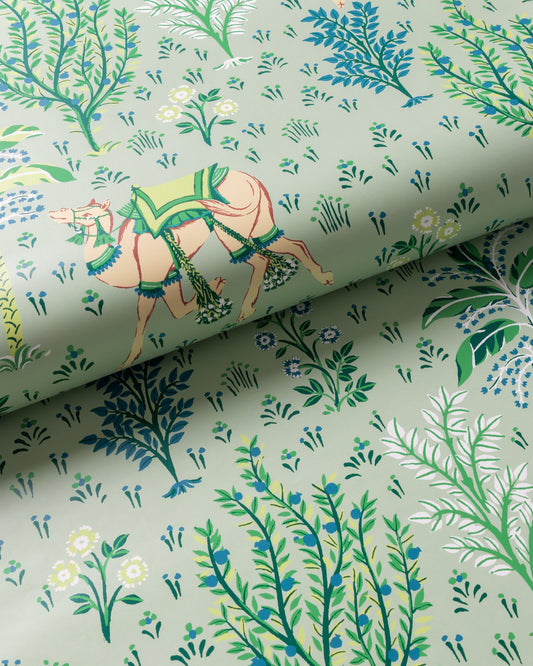 Camel's Courtyard - Peel & Stick Wallpaper - Avocado