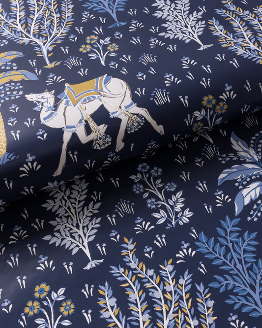 Camel's Courtyard - Peel & Stick Wallpaper - Navy