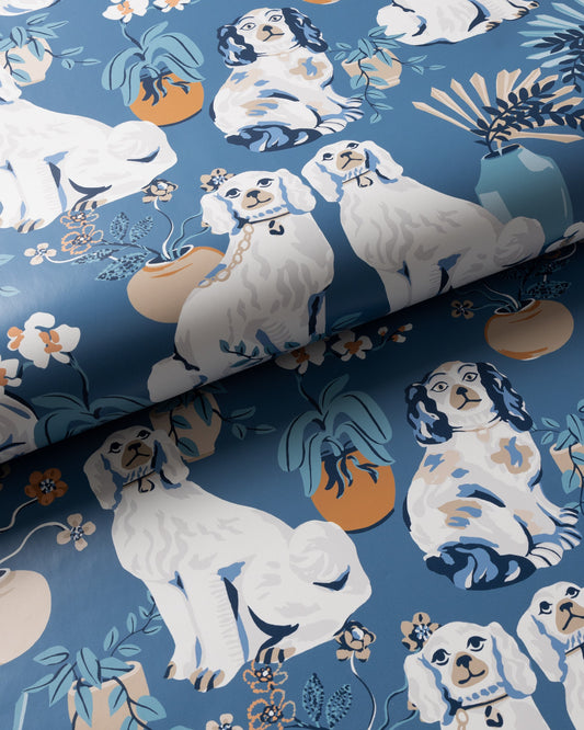 Good Dog - Peel & Stick Wallpaper - Cerulean