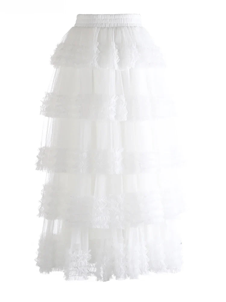 Romantic Ruffles Pull-on Midi Skirt
