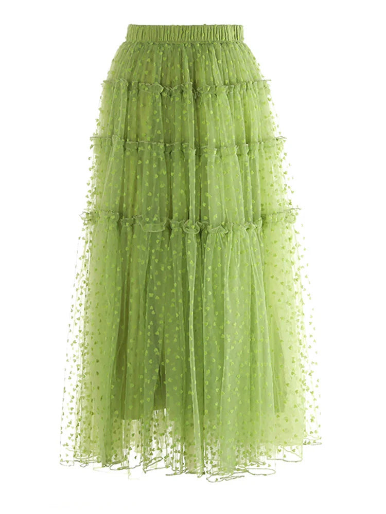 Swiss Dot Romantic Midi Skirt