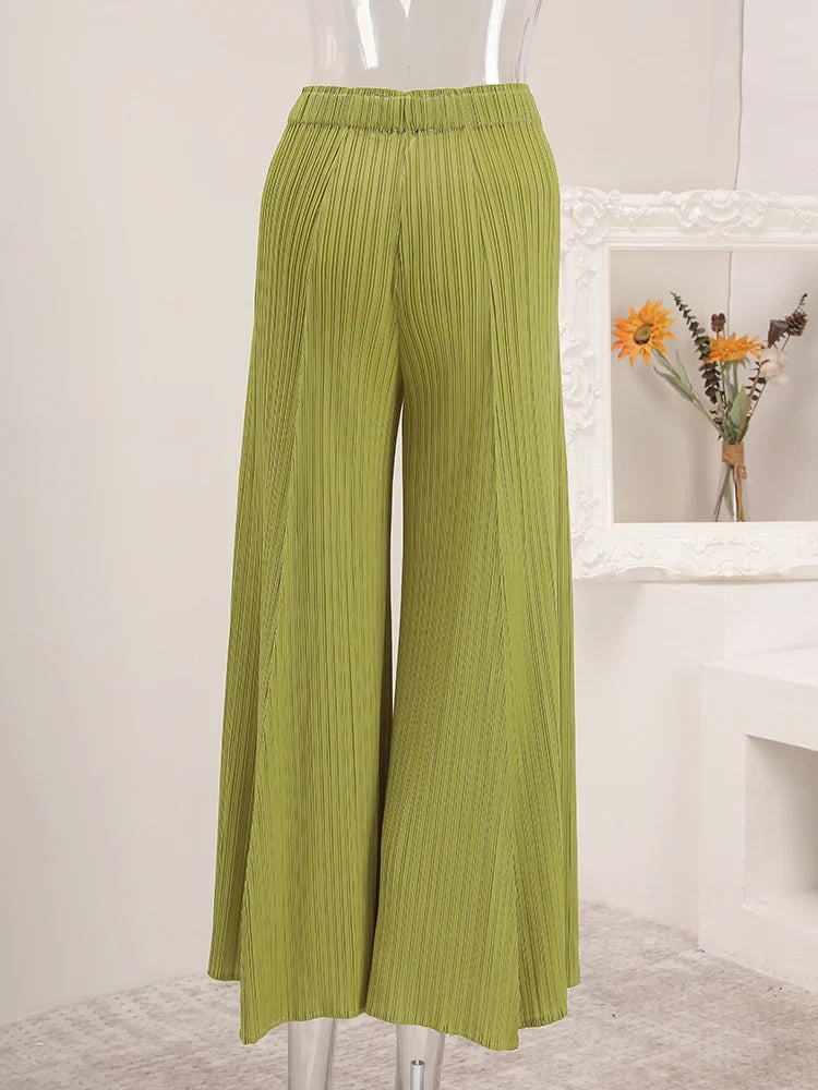 Luxe Wide-Leg Plisse Pants