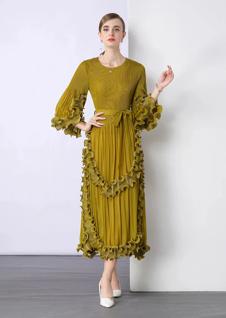 Truly Pleated Ruffle Dress