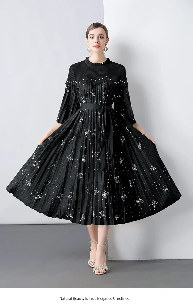 Modest Plissé Sequin Dress