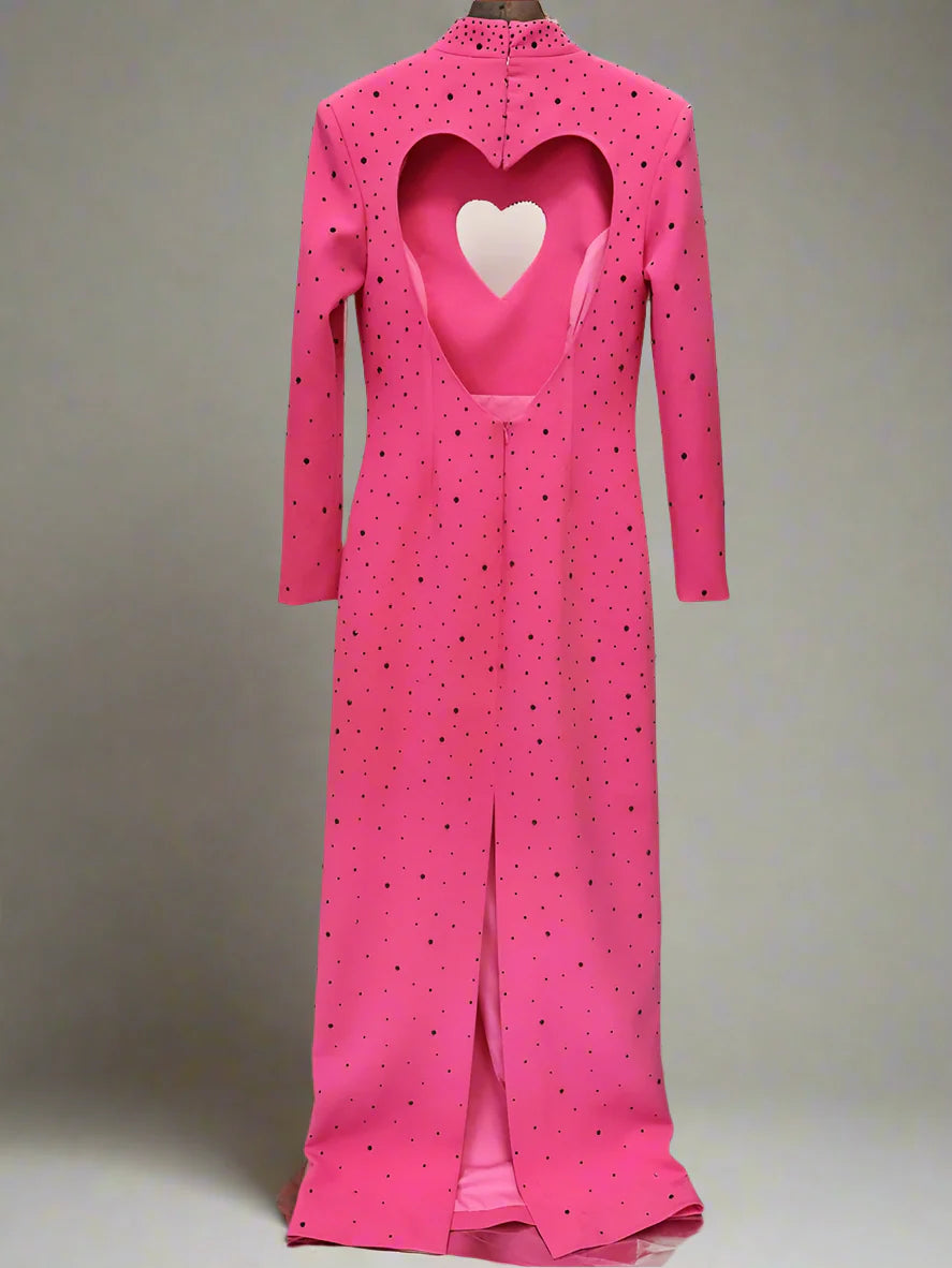 Luxury Crystal Heart Maxi Dress