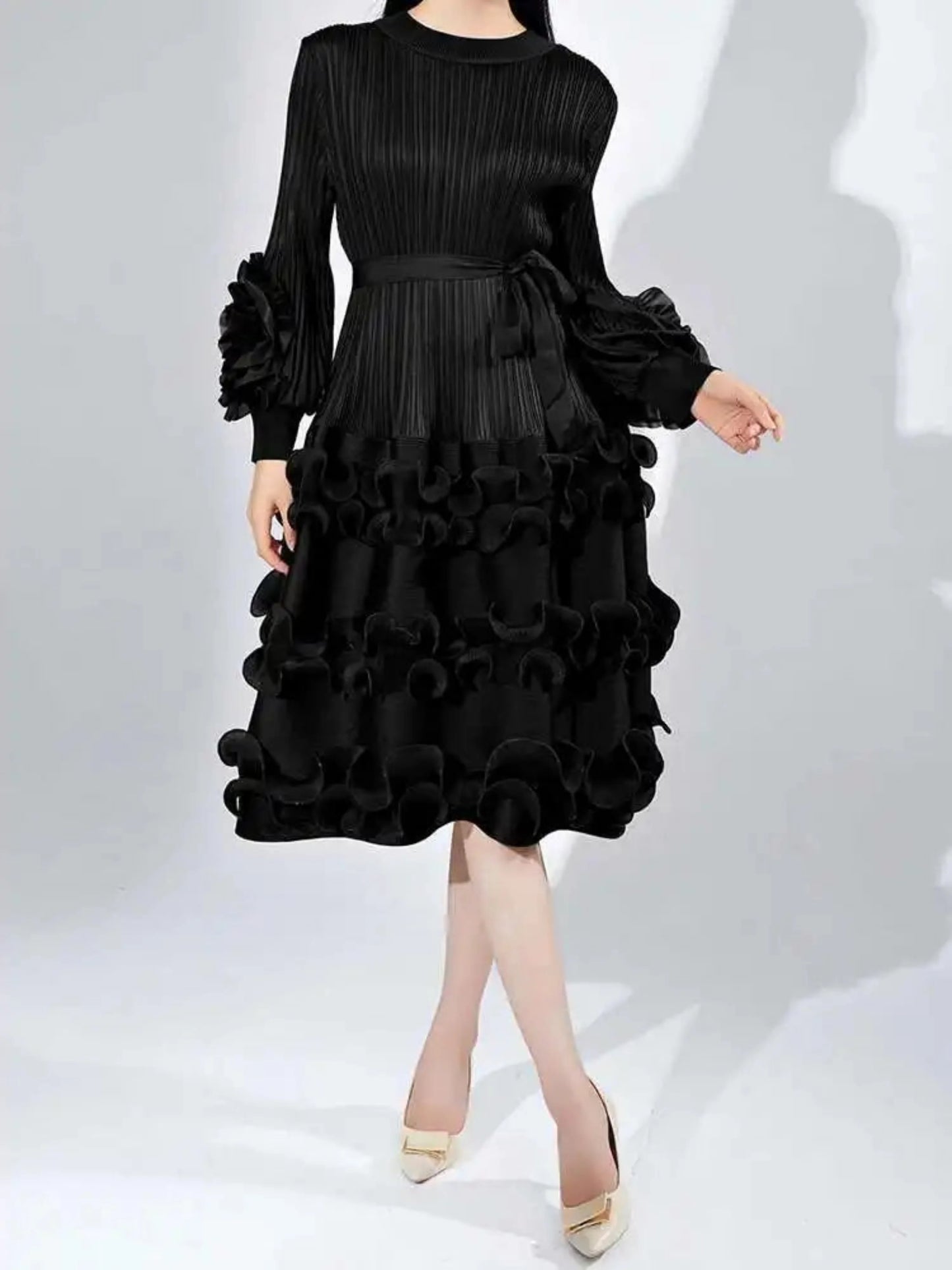Luxury Plissé Pleated Cocktail Dress