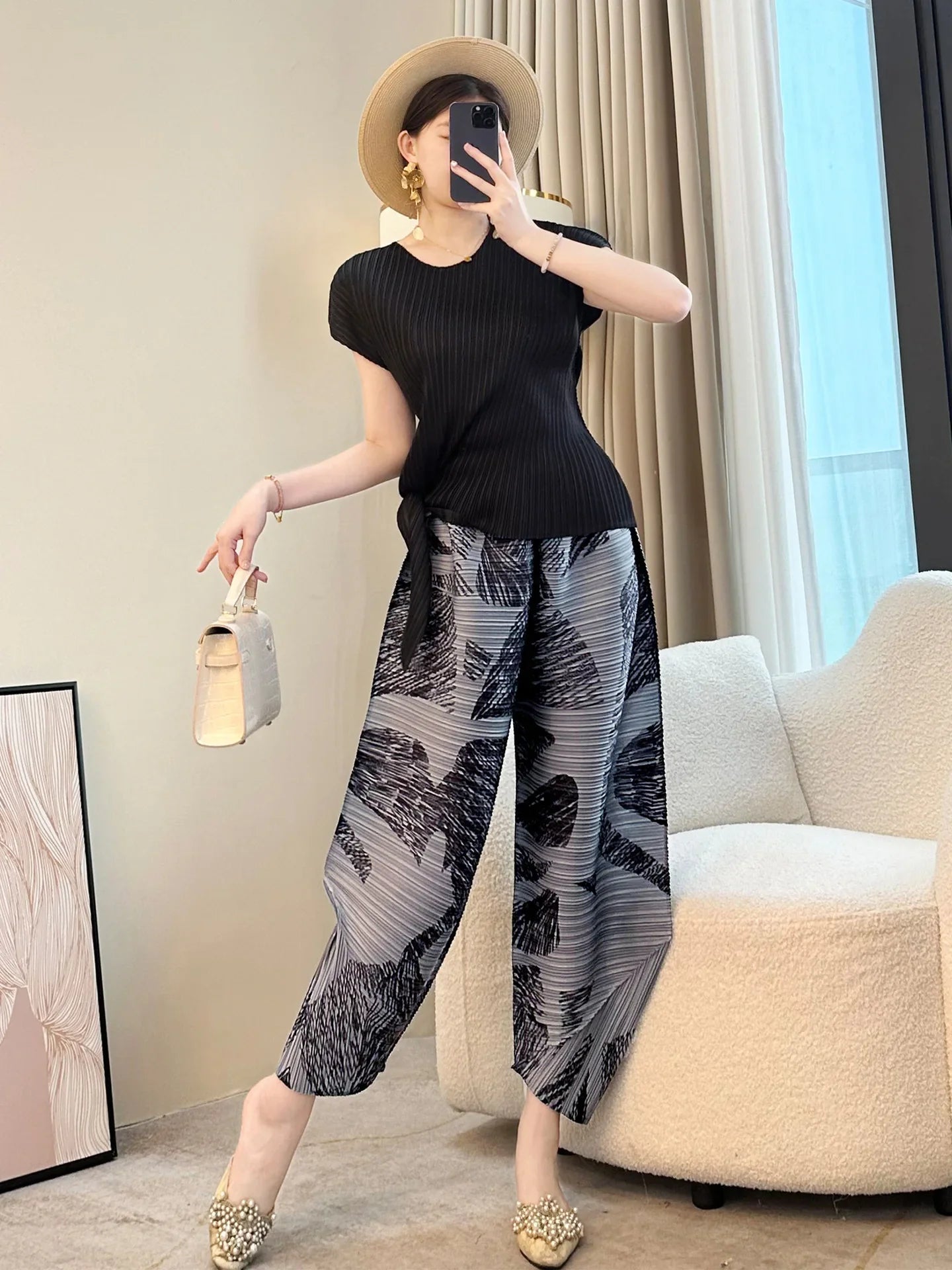 Luxe Plissé Pleat Harem Pants