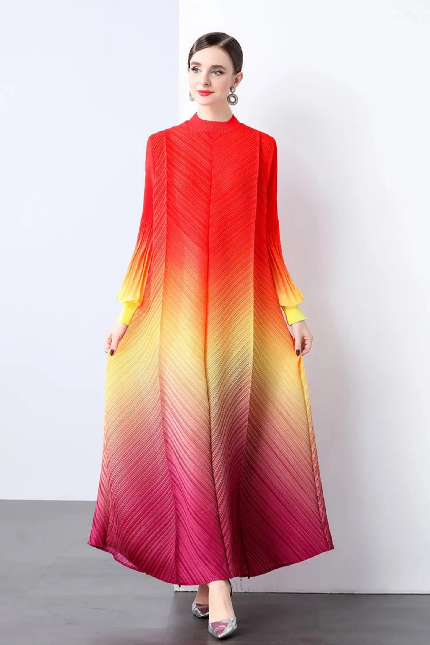 Oversized Plissé Pleated Dress