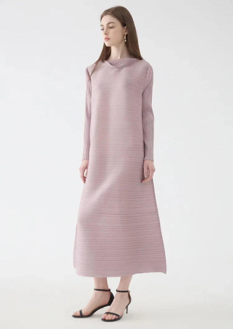 Luxe Pleated Mock Neck Dress